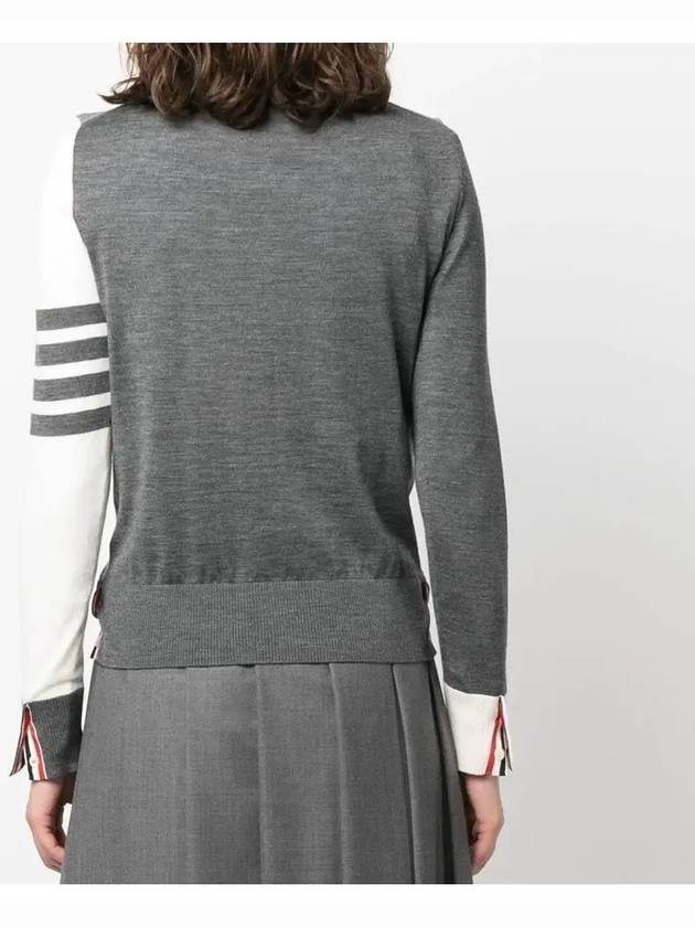 Women's Fun Mix 4 Bar Crew Neck Knit Top Grey - THOM BROWNE - BALAAN 4