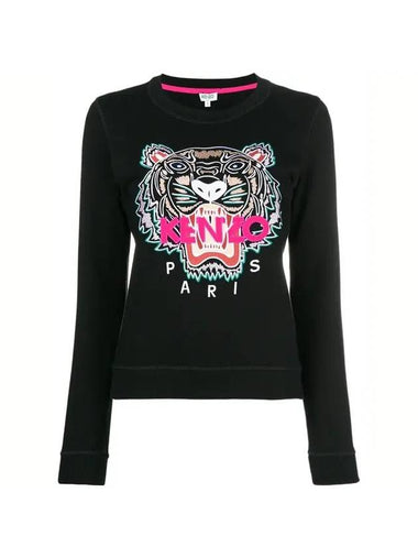 Tiger Embroidered Cotton Sweatshirt Black - KENZO - BALAAN 1