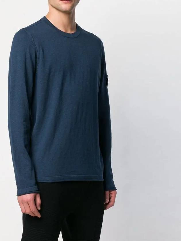 Wappen Patch Crew Neck Knit Top Blue - STONE ISLAND - BALAAN 4