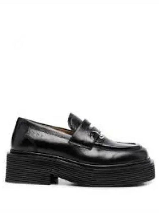 Men's Shiny Leather Moccasin Loafers Black - MARNI - BALAAN 2