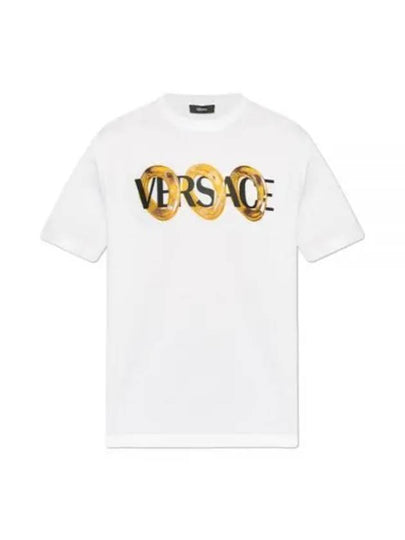 Logo Print Crew Neck Short Sleeve T-Shirt White - VERSACE - BALAAN 2