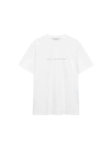 STELLA McCARTNEY Glitter Logo Crewneck T Shirt White - STELLA MCCARTNEY - BALAAN 1