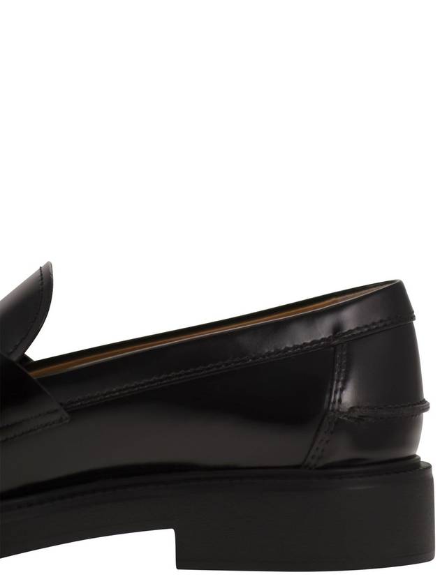 Metal Logo Leather Loafers Black - TOD'S - BALAAN 8