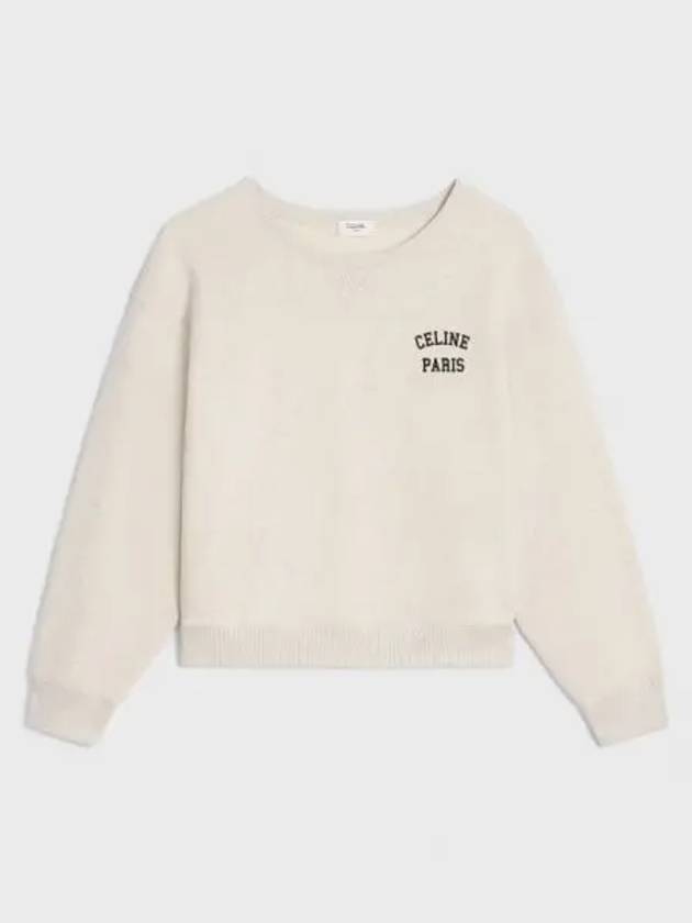 Logo Print Cotton Fleece Loose Sweatshirt Cream - CELINE - BALAAN 2