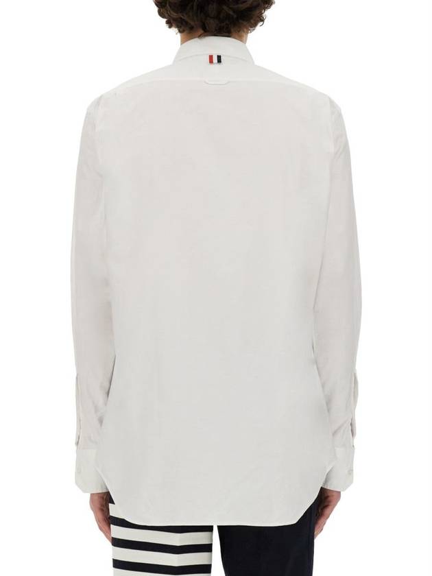 Men's Logo Patch Classic Cotton Long-Sleeve Shirt White - THOM BROWNE - BALAAN 4