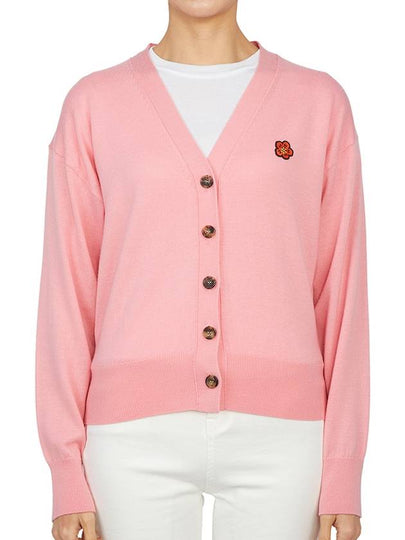 Boke Flower Embroidered Wool Cardigan Pink - KENZO - BALAAN 2