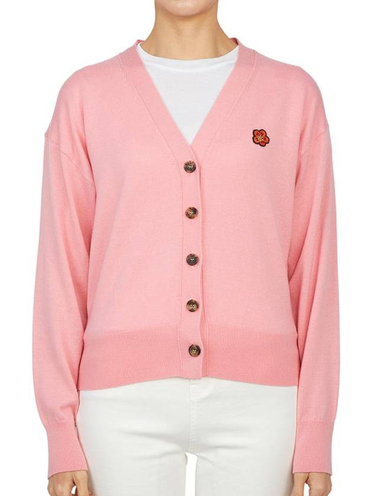 Bokeh Flower Wool Cardigan Pink - KENZO - BALAAN.