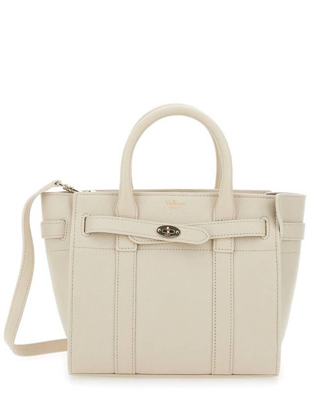 Mini Zipped Bayswater Tote Bag Chalk Small Classic Grain - MULBERRY - BALAAN 2