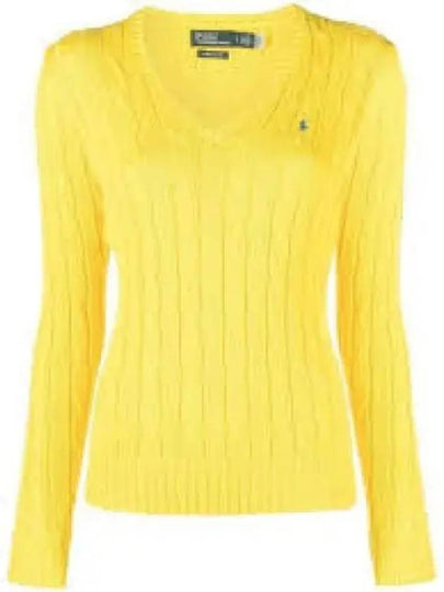 Kimberly Embroidered Pony Logo Cable Knit Top Light Yellow - POLO RALPH LAUREN - BALAAN 2