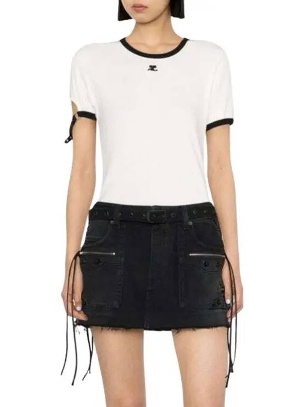 Logo Buckle Short Sleeve T-shirt White - COURREGES - BALAAN 4