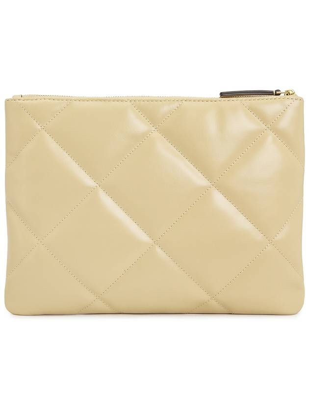 Kira Quilted Clutch Bag Beige - TORY BURCH - BALAAN 4