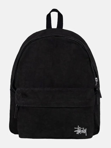 Washed Canvas Backpack Black Daily Laptop School Bag Unisex - STUSSY - BALAAN 1