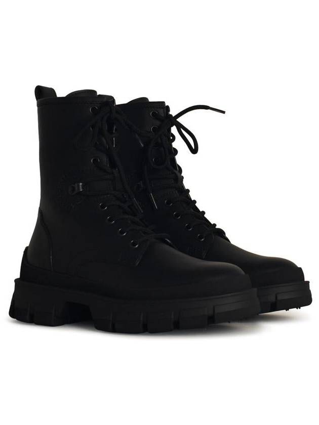 Moncler 'Hevea' Black Matte Leather Ankle Boots - MONCLER - BALAAN 2