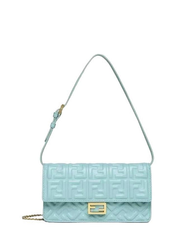 FF Baguette Nappa Leather Long Wallet Sky Blue - FENDI - BALAAN 1