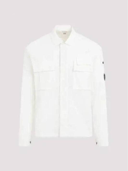 Gabardine Long Sleeve Shirt White - CP COMPANY - BALAAN 2