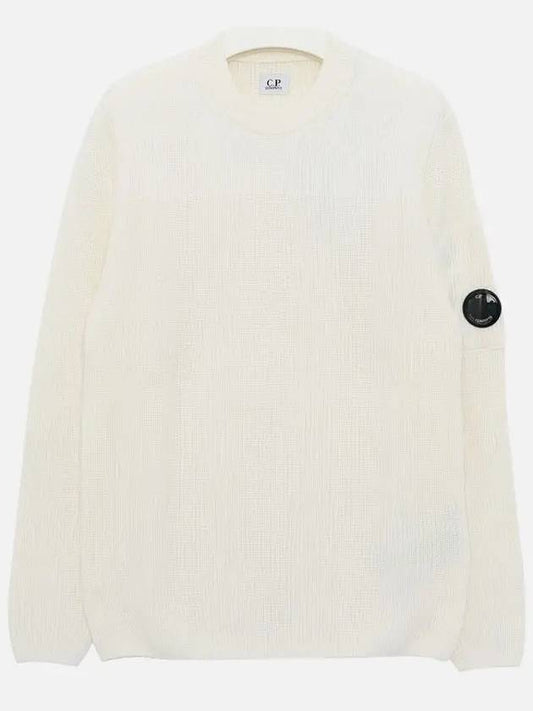 Men's Lens Wappen Crew Neck Knit Top Off White - CP COMPANY - BALAAN 2