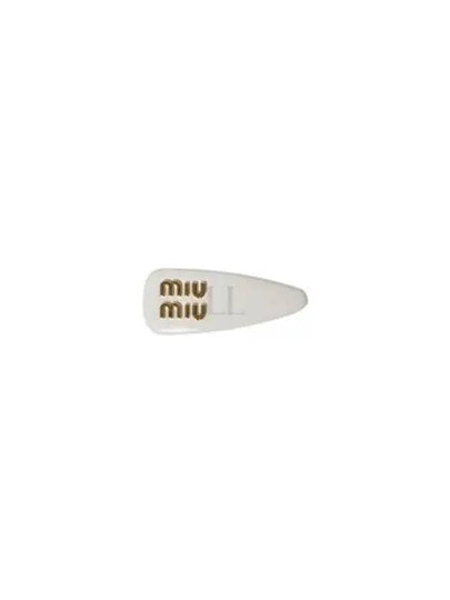 Logo Patent Leather Hair Clip White - MIU MIU - BALAAN 2