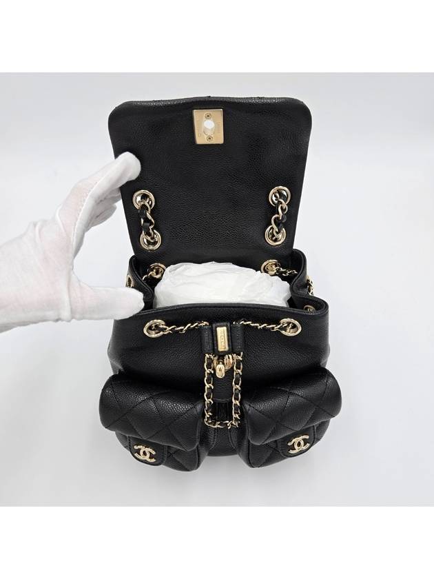 Duma Two Pocket Small Caviar Backpack Black - CHANEL - BALAAN 9