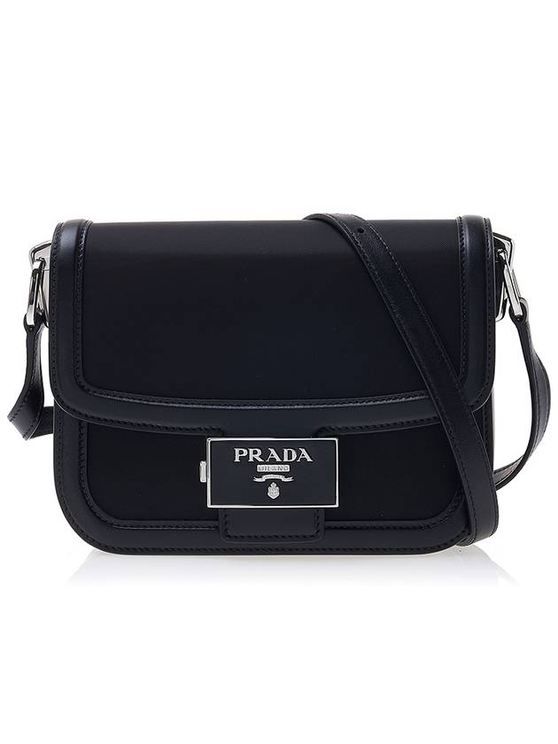 emblem buckle nylon cross bag black - PRADA - 2