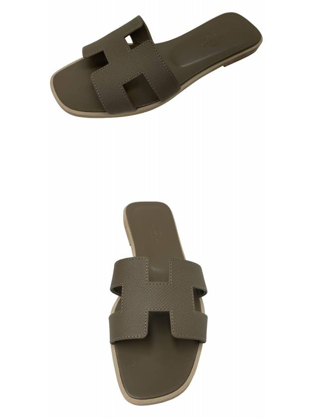 Oran Leather Sandals Etoupe - HERMES - BALAAN 5