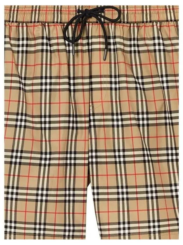 Men's Small Scale Check Drawstring Swim Shorts Beige - BURBERRY - BALAAN 6