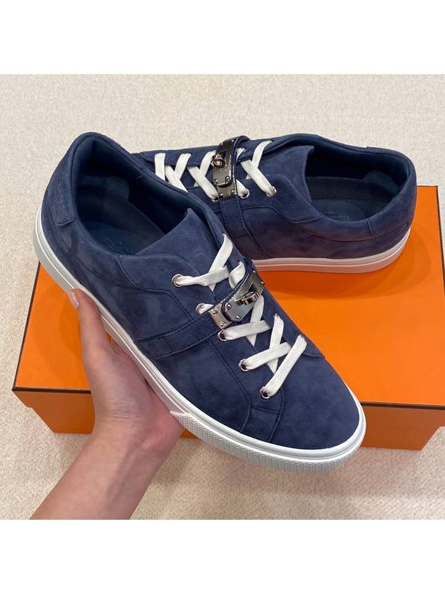 Men's Sneakers Calfskin Rose Gold Kelly Buckle Navy - HERMES - BALAAN 6