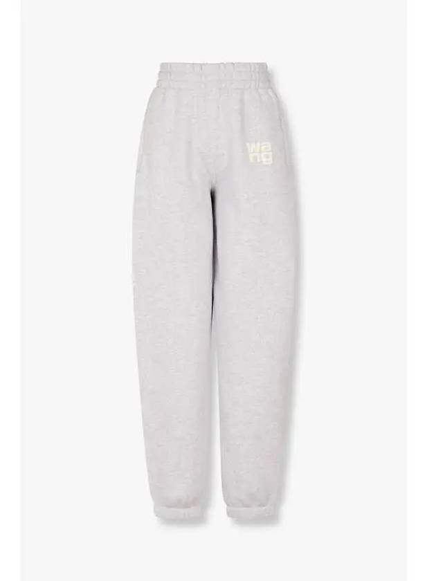 Puff Logo Warm Jogger Pants Melange Gray - ALEXANDER WANG - BALAAN 1