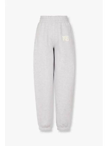 Puff Logo Warm Jogger Pants Melange Gray - ALEXANDER WANG - BALAAN 1