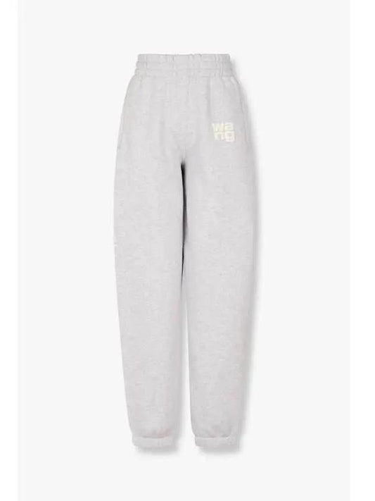 Puff Logo Warm Jogger Pants Melange Gray - ALEXANDER WANG - BALAAN 1