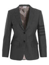 Women's Diagonal Stripe Single Breasted Wool Blazer Jacket Grey - THOM BROWNE - BALAAN 2