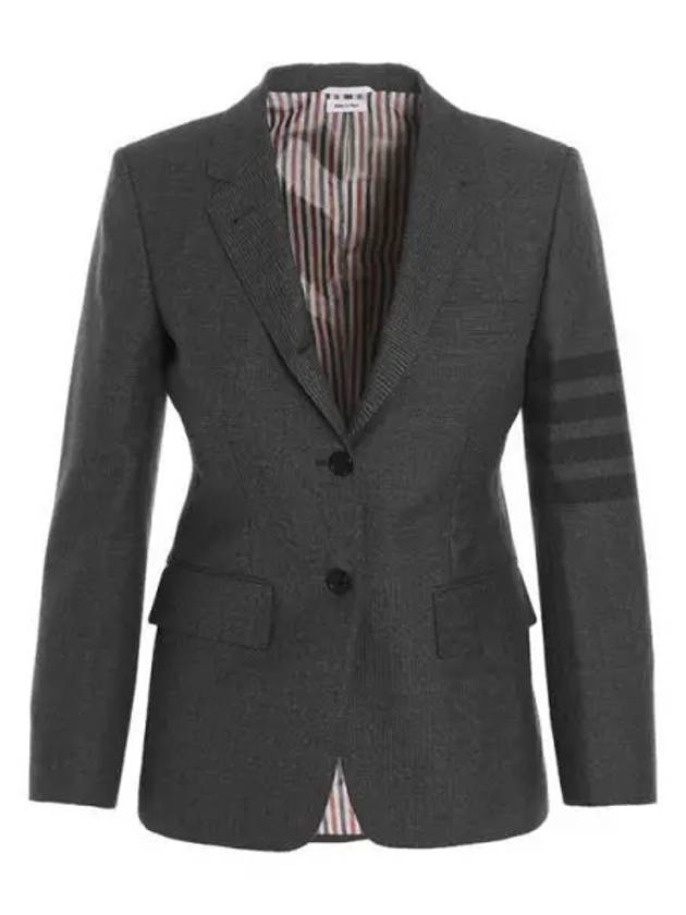 Women's Diagonal Stripe Single Breasted Wool Blazer Jacket Grey - THOM BROWNE - BALAAN 2