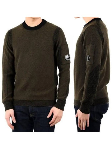 Lens Waffen Crew Neck Knit Khaki 05CMKN209A - CP COMPANY - BALAAN 1