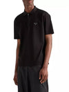 Pique Re-Nylon Details Polo Shirt Black - PRADA - BALAAN 3