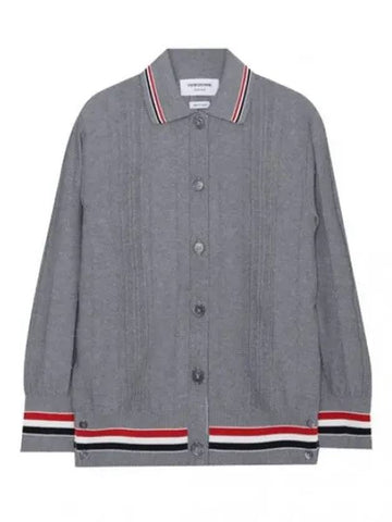 Cricket RWB Framing High Twist Cotton Collar Cardigan Women - THOM BROWNE - BALAAN 1