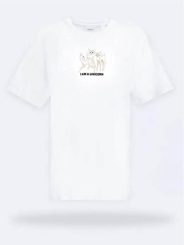 Deer Embroidered Logo Oversized Short Sleeve T-Shirt White - BURBERRY - BALAAN 2