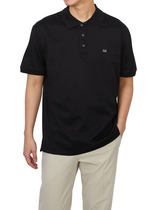 Logo Patch Polo Shirt Black - CP COMPANY - BALAAN 5