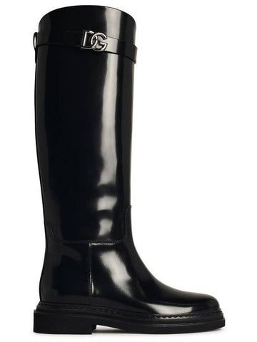 Dolce & Gabbana Black Shiny Leather Boots - DOLCE&GABBANA - BALAAN 1