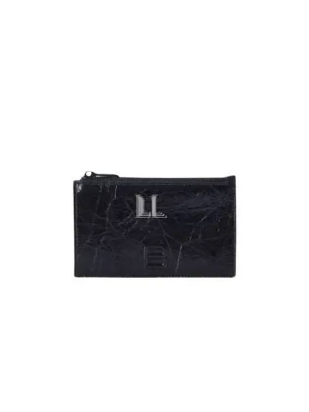 B Logo Zipper Leather Card Wallet Black - BALENCIAGA - BALAAN 2