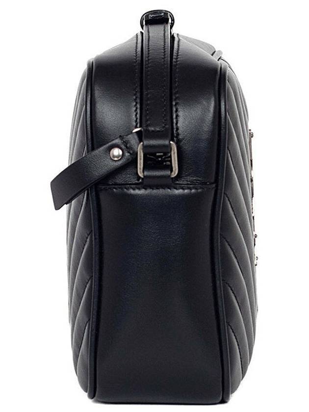 Silver Qualted Leather Lou Camera Shoulder Bag Black - SAINT LAURENT - BALAAN 4