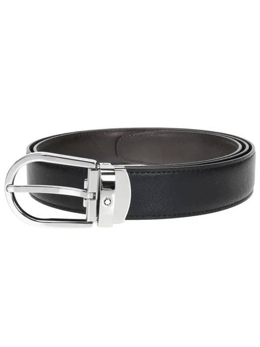 Man's Classic Reversible Leather Belt Black Brown - MONTBLANC - BALAAN 2