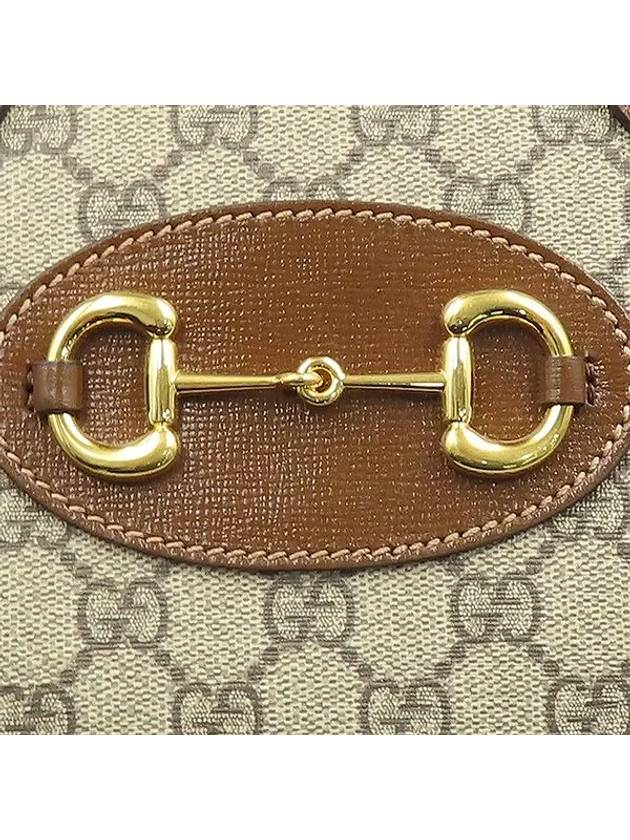 621220 GG Logo Canvas Brown Leather Gold Plated Horsebit 1955 Small Top Handle Bag Shoulder Strap 2WAY - GUCCI - BALAAN 5