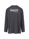 Embroidered Logo Cotton Long Sleeve T-Shirt Grey - BALENCIAGA - BALAAN 3