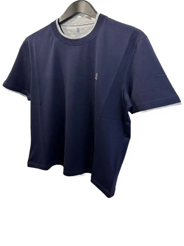 Crew Neck Cotton Short Seeve T-shirt Navy - BRUNELLO CUCINELLI - BALAAN 5