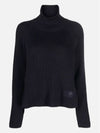 Cotton Wool Blend Turtleneck Black - AMI - BALAAN 3