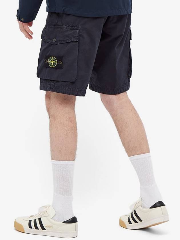 Men's Wappen Cotton Bermuda Cargo Shorts Navy - STONE ISLAND - BALAAN 5