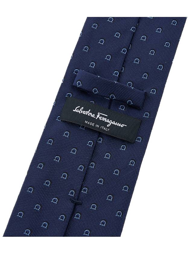 Men's Gancini Silk Tie Navy - SALVATORE FERRAGAMO - BALAAN 8