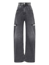 Slash Detail Straight Jeans Washed Black - MAISON MARGIELA - BALAAN 1