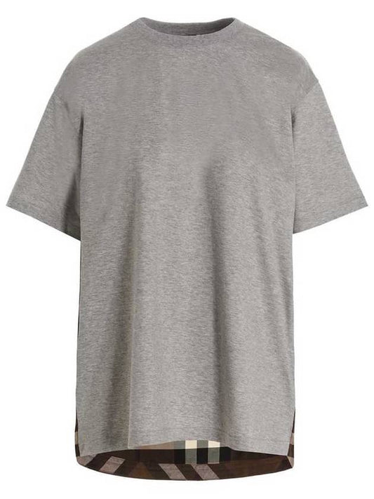 Bag Check Panel Overfit Short Sleeve T-Shirt Gray - BURBERRY - BALAAN 1