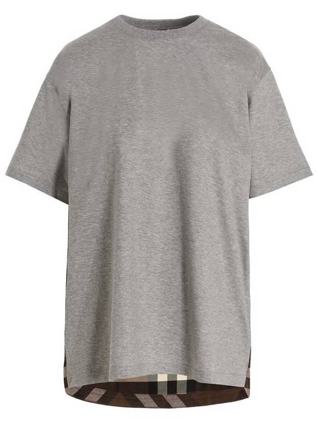 Back Check Panel Overfit Short Sleeve T-Shirt Grey - BURBERRY - BALAAN 1