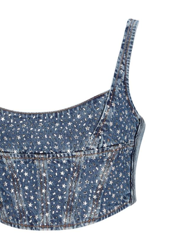 DENIM BUSTIER WITH HOTFIX - ALESSANDRA RICH - BALAAN 3